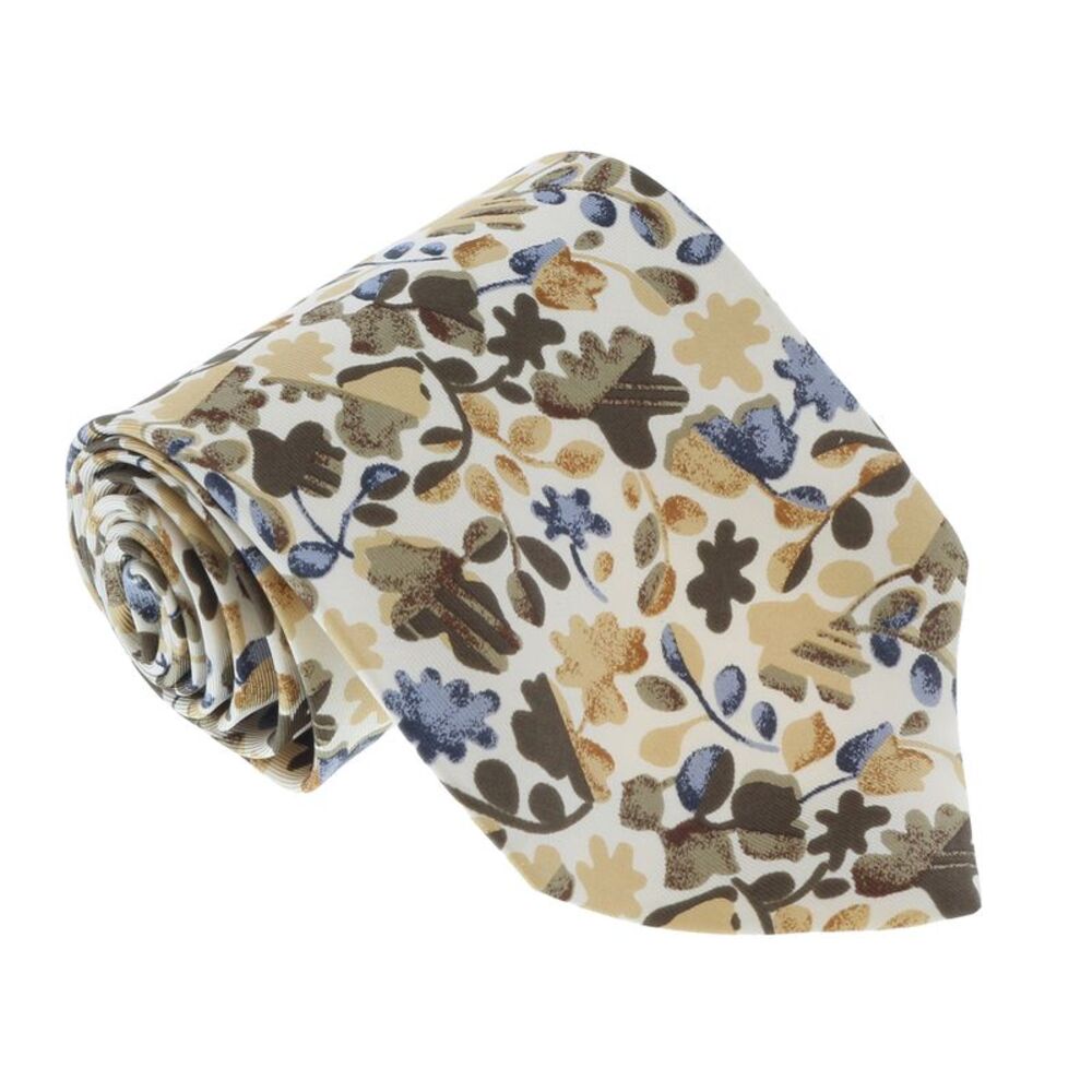 Missoni U1444 Cream/Olive Floral 100% Silk Tie